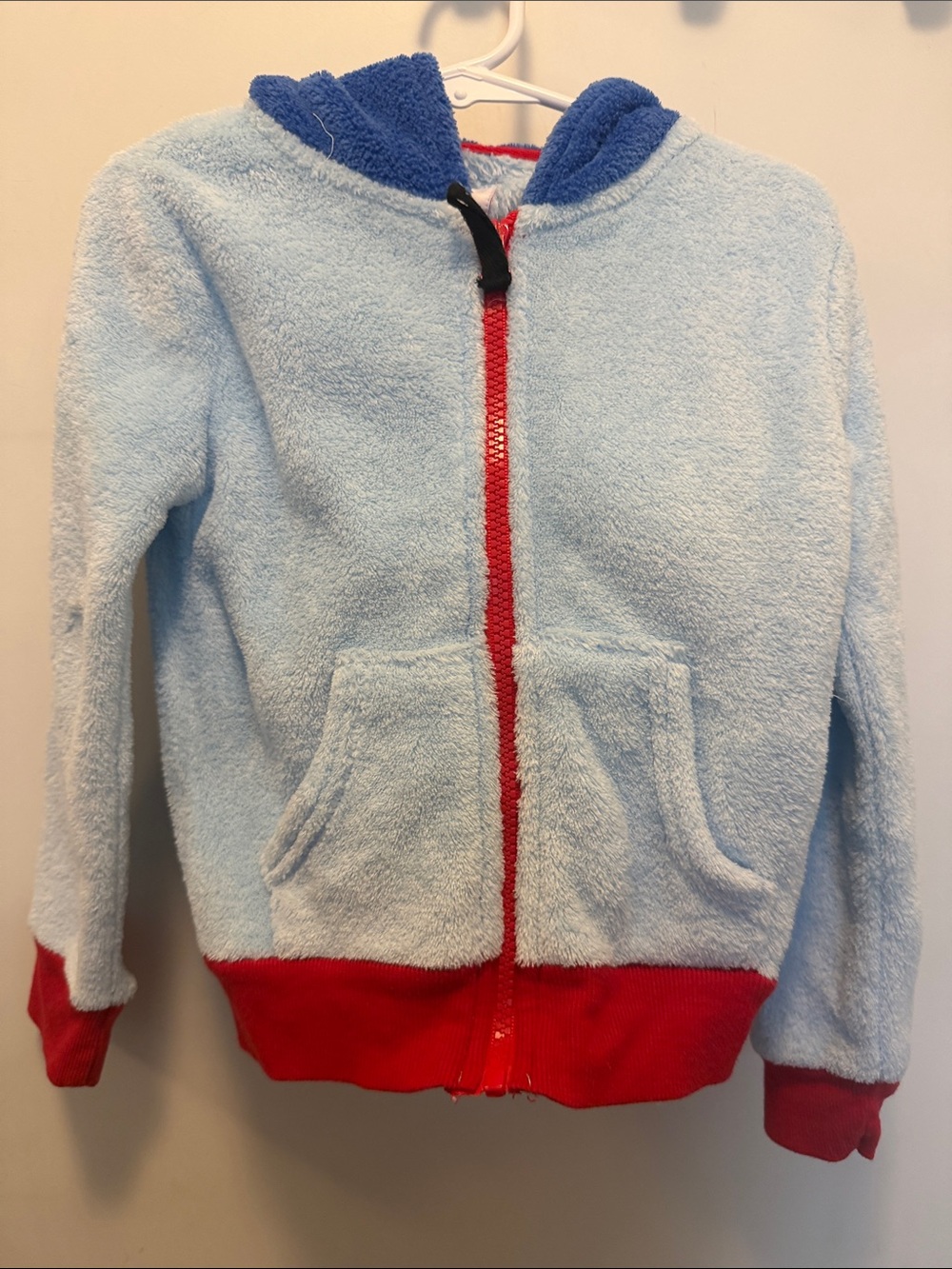 My Little Pony Kids Plush Zip-Up Hoodie - Light Blue with Red Trim